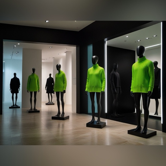 HANDCRAFTED digital art print Bright Green Turtleneck Sweater collection designs - Picture 1 of 10